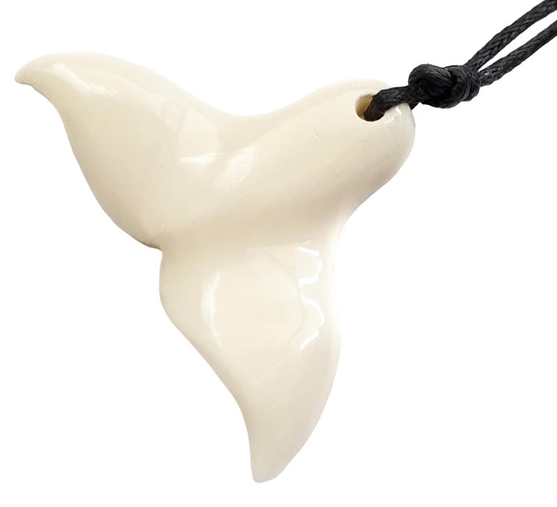 Swimmi Whale Tail Bone Necklace for Women Men  Hand Carved Bone Whale Tail Necklace Necklace Handmade Maori Lucky Whale Tail Bone Jewelry DA378 - Image 1